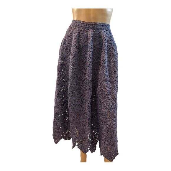 Women’s  Purple Crochet Midi Length A-Line Elastic Waist Skirt Size Large - Picture 2 of 15